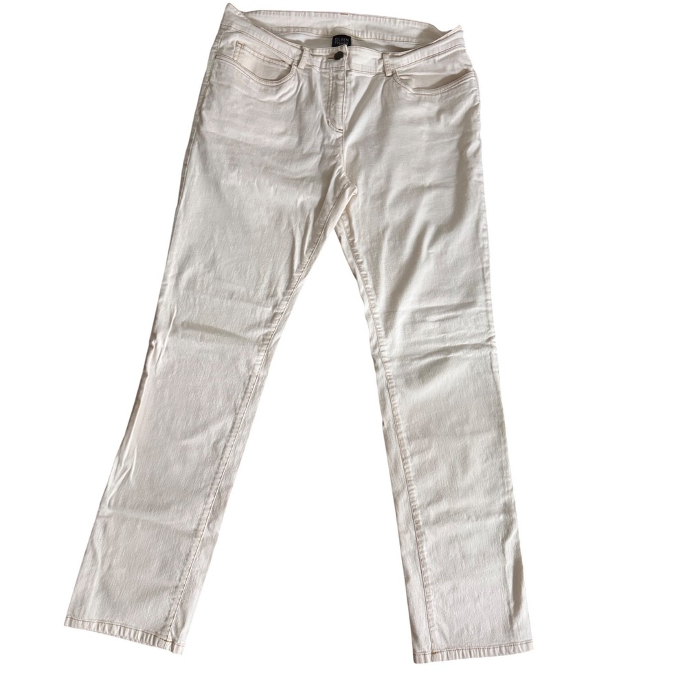 EILEEN‎ FISHER Women's Beige Off White Jeans Size M Straight Leg